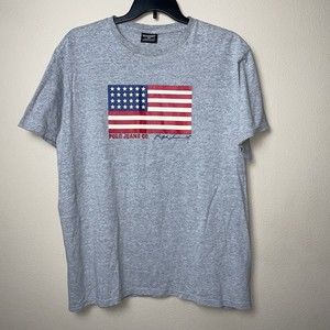 Polo Jeans CO Ralph Lauren Shirt Mens XL Vintage Gray Tee Large Flag 67 Graphic